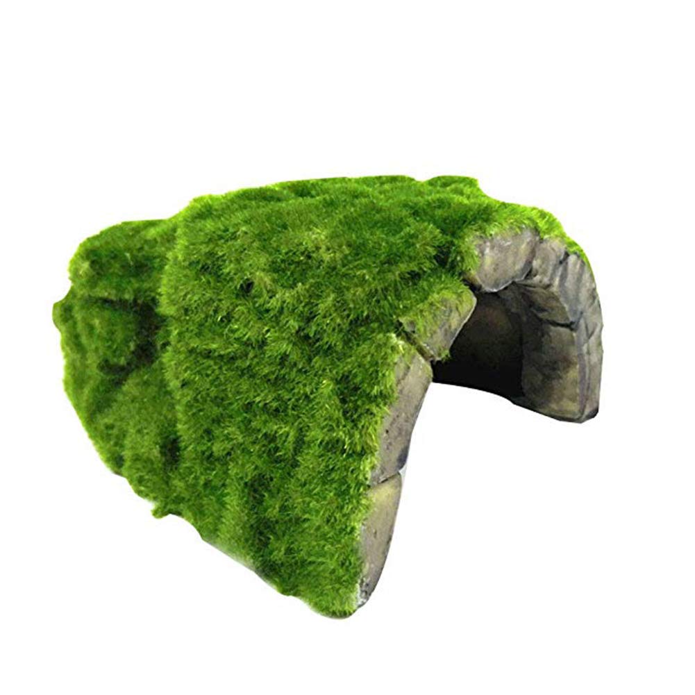 OMEM Reptile Hiding House Cave Landscaping Tortoise Skin Cage Artificial Plant Stone Realistic Moss Flocking Cave Humidification Habitat Decoration (Type A) 1 Count (Pack of 1) - PawsPlanet Australia