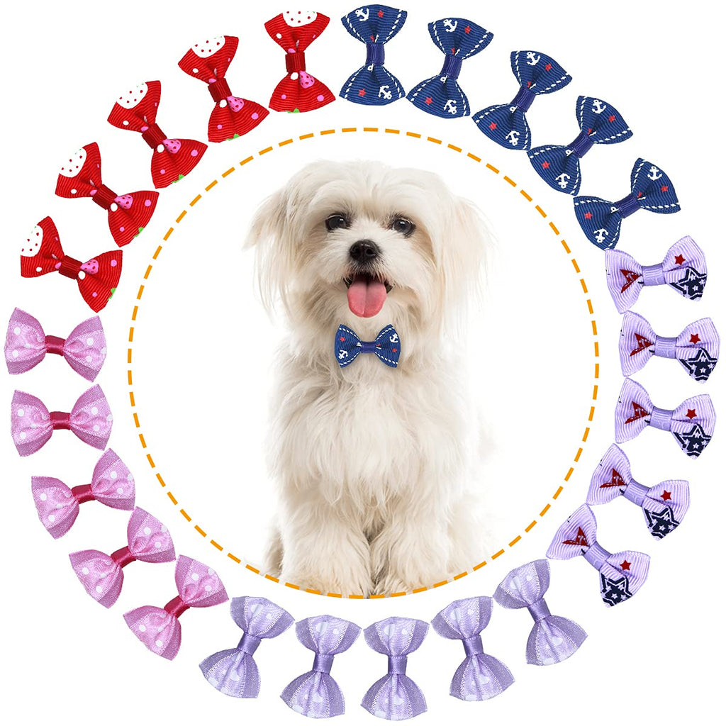 NATUCE 50 Pcs Dog Hair Bows, Pet Hair Accessory, Pet Hair Bows Tie with Rubber Bands for Cat Puppy, Topknot Grooming accessory - PawsPlanet Australia