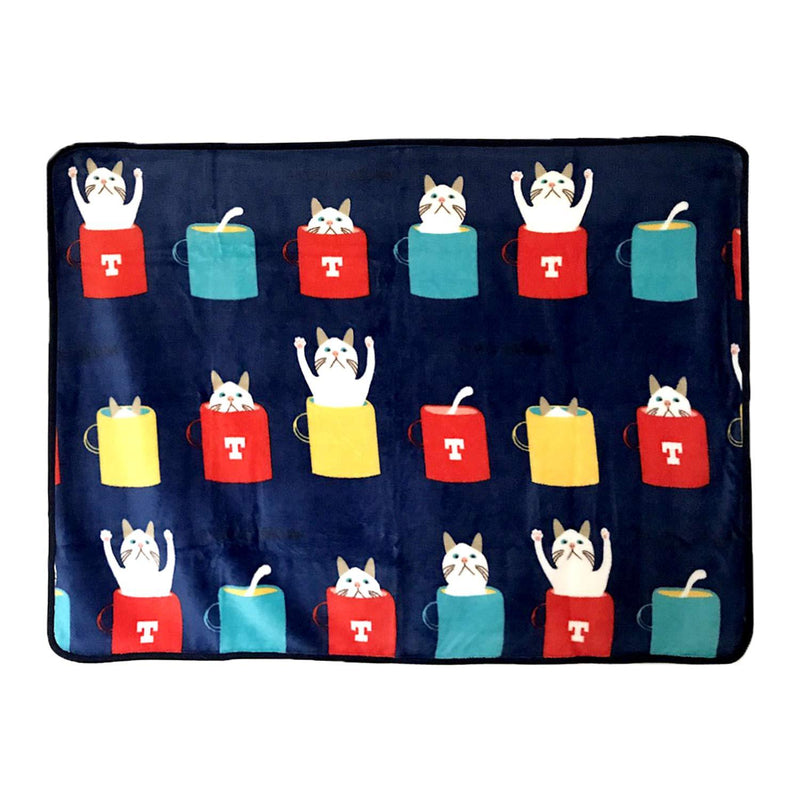 [Australia] - Pet Blanket Blue Cat in Mug Soft Fleece Navy Kitty 