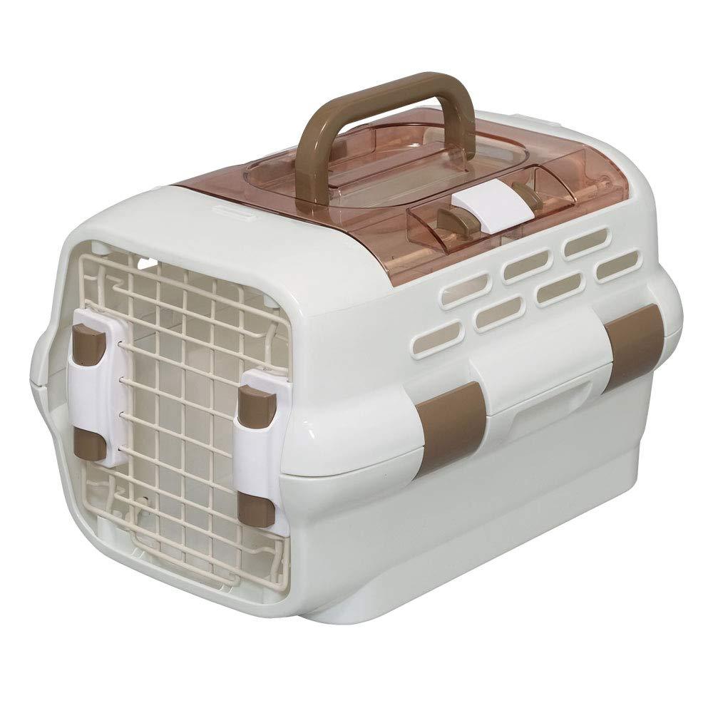 Iris Ohyama, Pet carrier / transport box with leashes, 2 removable doors (front & top), handle, well ventilated, for cat, dog, rodent - Pet Drive Carrier PDPC-500 - White Medium : 51 x 32 × 28.5 cm - PawsPlanet Australia