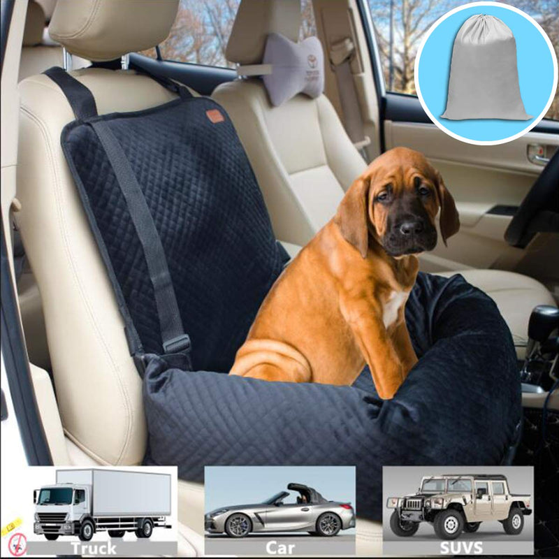 ZEEXIPDR Pet Car Carrier for Small Medium Large Dogs/Cats,Puppy Travel Lookout Booster Seat with Non-Slip Bottom & Washable Cover (Solid Black) Solid Black - PawsPlanet Australia