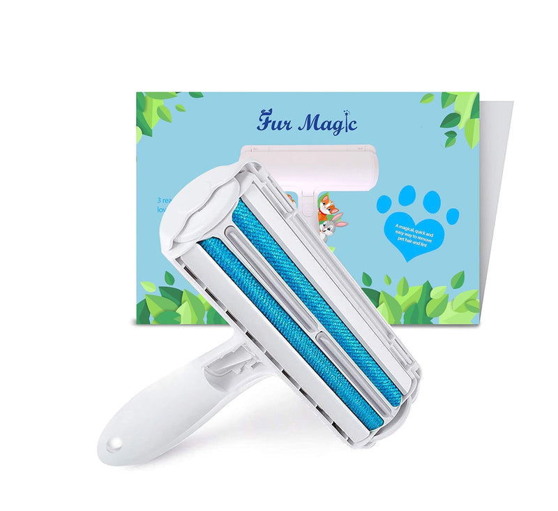 Fur Magic Reusable Pet Hair Remover Roller for Dog, Cat and Other Pet Hair with Improved Handle, Easy to Clean Lint Remover for Furniture, Sofa, Carpet and Bedding, Blue Blue Roller - PawsPlanet Australia