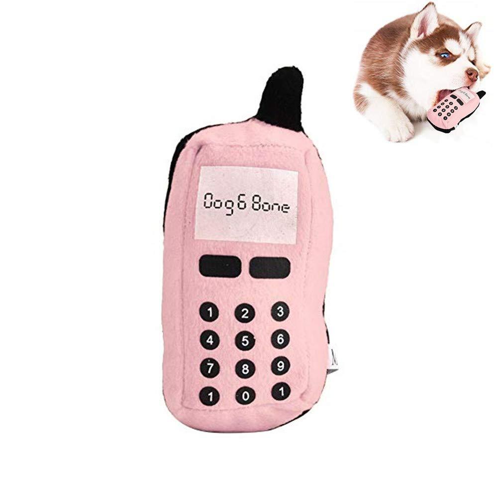 Pssopp Squeaky Plush Cell Phone Toy Dog Chew Toy Pet Chew Squeaker Toys Funny Mobile Phone Shape Interactive Toy for Dog Cat(Pink) Pink - PawsPlanet Australia