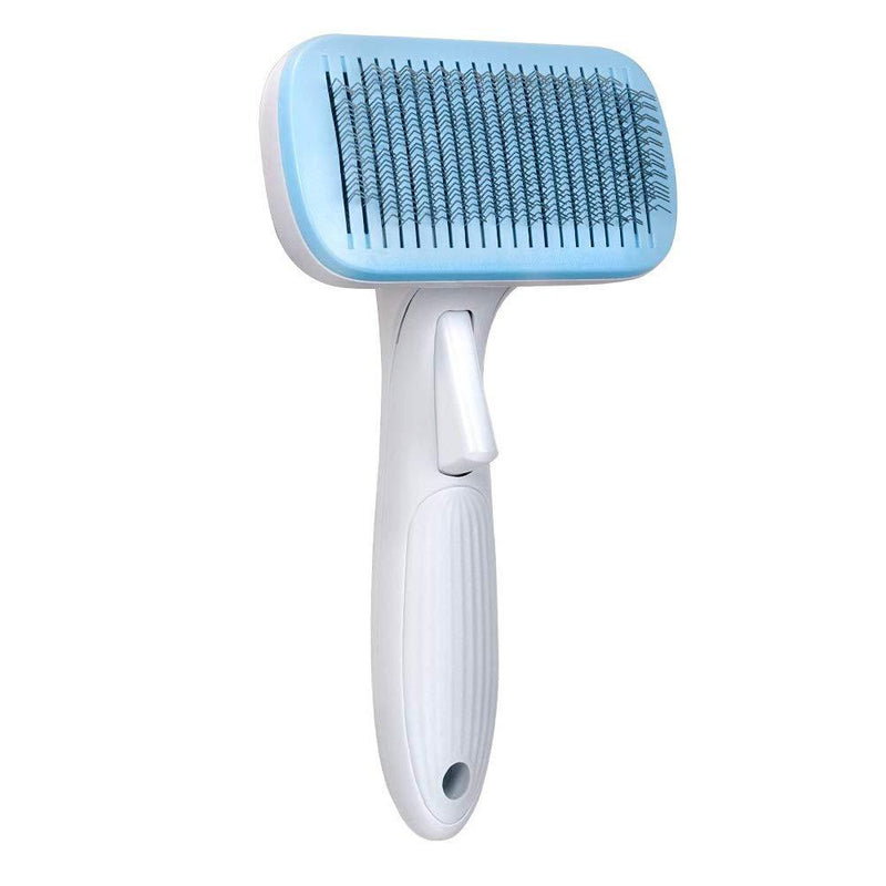 SlowTon Self-cleaning pet brush, steel wire brush for smoothing fur care combs with protective cover, easy-to-remove loose-fur knot, suitable for thick long hair Medium-sized dog cat - PawsPlanet Australia