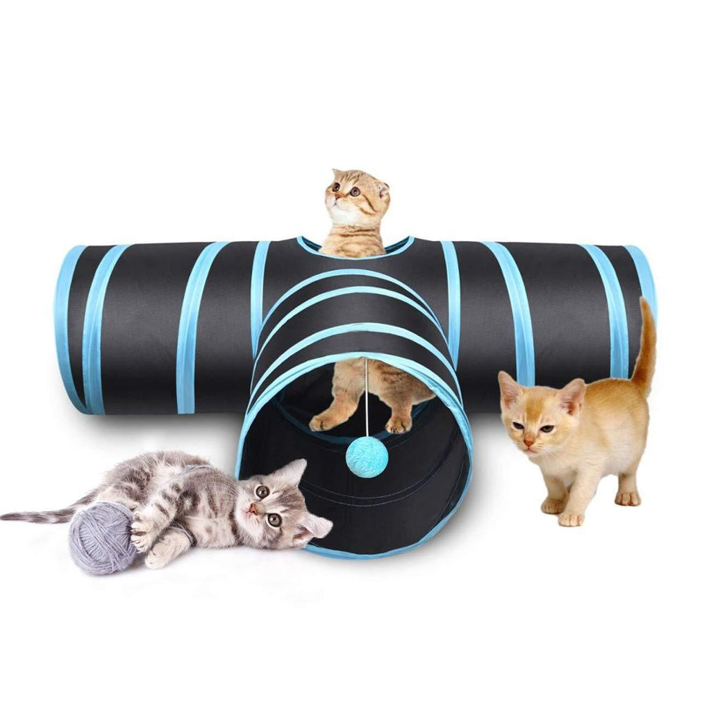 TOPAU Collapsible Cat Tunnel,3 Way Cat Tunnel for Indoor Kitty Tunnel Bored Cat Toys Peek Hole Toy Ball for Cats Interactive Collapse Pet Play Tunnel and Pop Up Cubes for Cats,Rabbits,Kittens,Puppy 3 Way - PawsPlanet Australia
