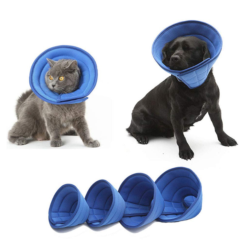 HanryDong Breathable Mesh Elizabethan Collar, Blue Soft Comfy Adjustable E-Collar, Quicker Healing Pet Recovery Cone, Soft Edges,Anti-Bite/Lick for Cat, Dog, Rabbit. Size4 (11.02-12.20in,for cats and small dogs) - PawsPlanet Australia