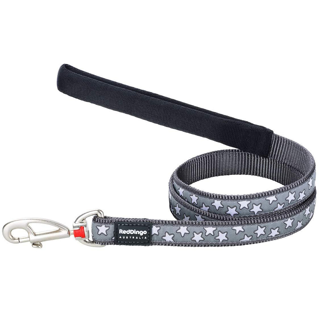 Red Dingo White Star On Grey Dog Lead (20mm x 1.2M), M - PawsPlanet Australia