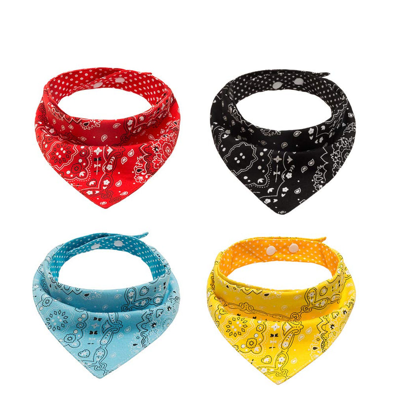 PAWCHIE Dog Bandanas Small 4 Pcs 8 Styles Pet Triangle Scarf Bibs - Adjustable with Two Snaps - Kerchief Set Accessories for Dogs, Puppy, Cats 4 Packs - PawsPlanet Australia