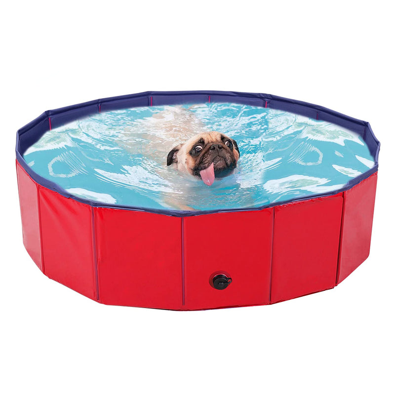 Bingopaw Dog Swimming Pool Bath Dog Pet Puppy Washing Tub Foldable for Outdoor L (80cm x 20cm) L(Dia80cmx20cmH) Red - PawsPlanet Australia