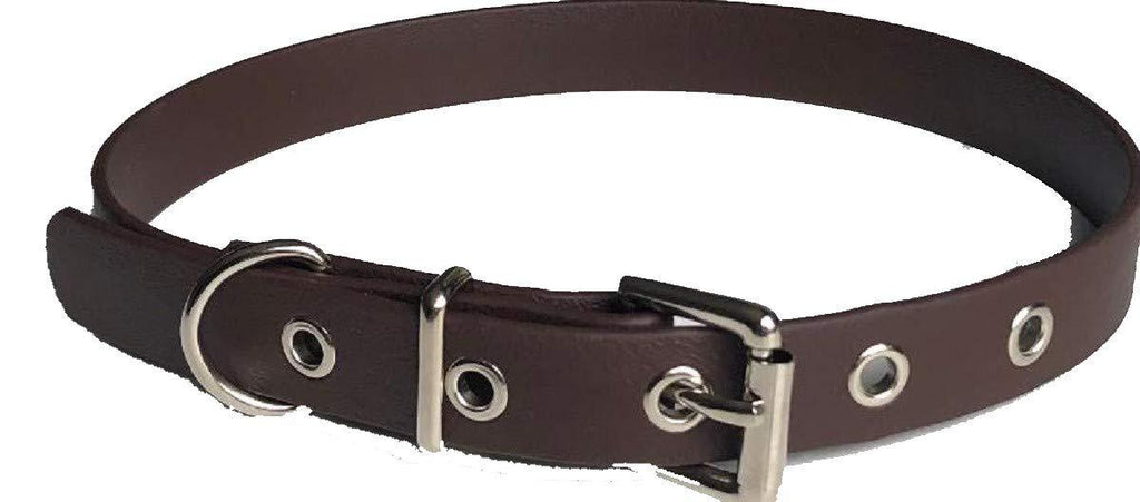 BIOTHANE BUCKLE DOG COLLAR BROWN 16"-20" 40CM-50CM 19MM WIDE MEDIUM WATERPROOF HYPOALLERGENIC VEGAN DURABLE - PawsPlanet Australia