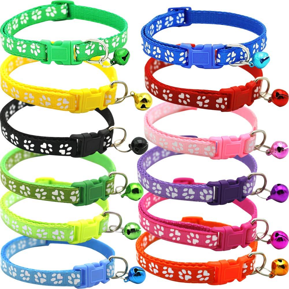 BETOY Cat Collar and Bell With Safety Quick Release Break Away Buckle, Suitable and Adjustable To Fit All Domestic Cats And Larger Kittens (12 pcs) with Bell- Adjustable 19-32cm - PawsPlanet Australia