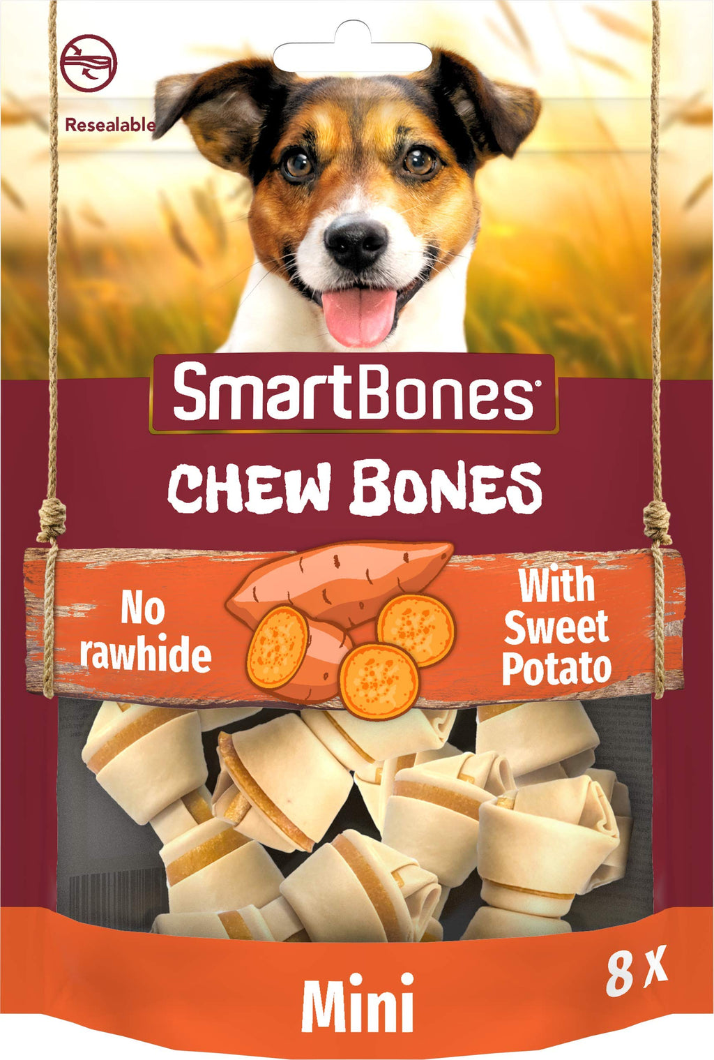 SmartBones Mini Sweet Potato Bones Rawhide-Free Chewy Treats for Dogs, Made With Vegetables, 8 Count S (Pack of 8) - PawsPlanet Australia