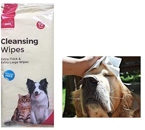Large Dog Cleaning Wipes x10 Grooming Pet Wet Wipes Extra Strong Fragrance Free Hygienic Bath Bathing Cleansing Pads - PawsPlanet Australia