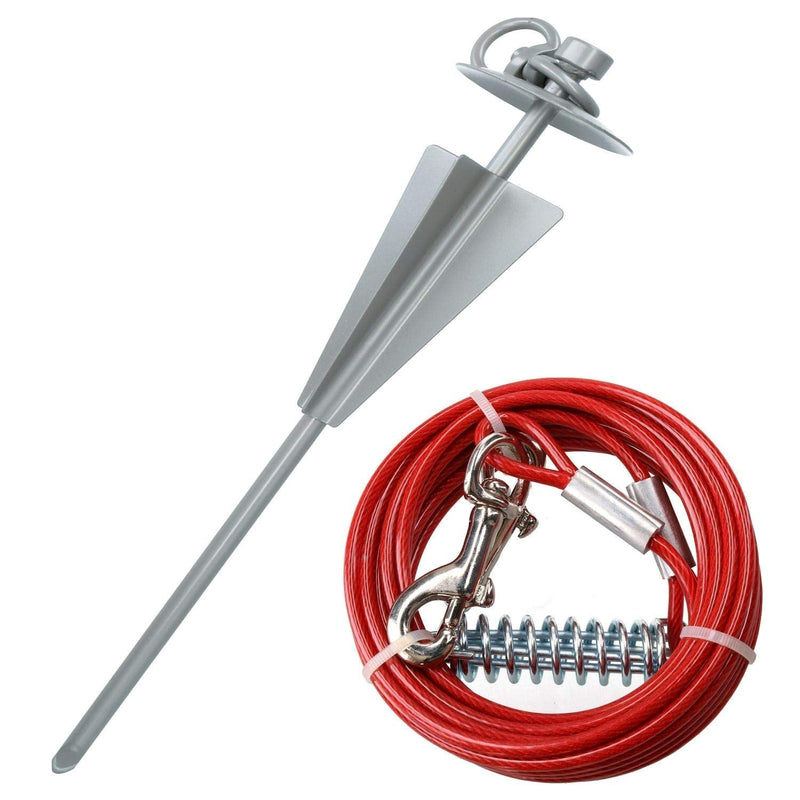 AB Tools Extra Strong Dog Stake Out Spike & 10ft Weather Resistant Tie-Out Cable 10FT/ 3M - PawsPlanet Australia