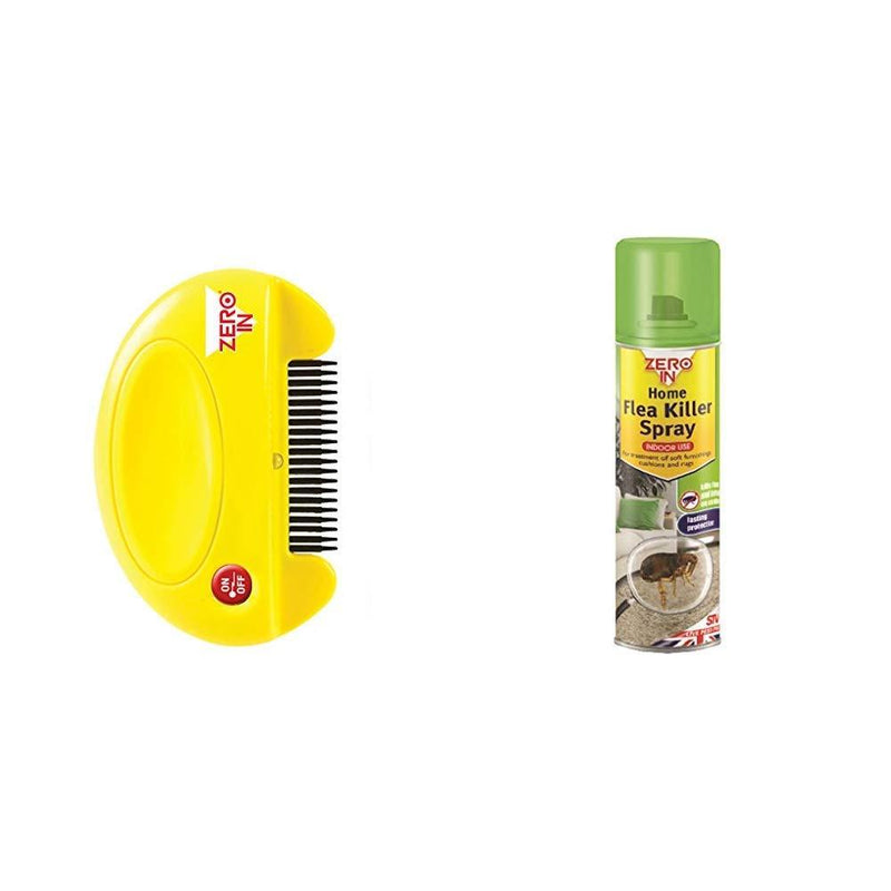 Zero In Flea Killer Comb (Poison-Free, Electric Flea and Tick Comb for Use on Cats and Dogs) Killer Comb + Flea Spray 300ml - PawsPlanet Australia