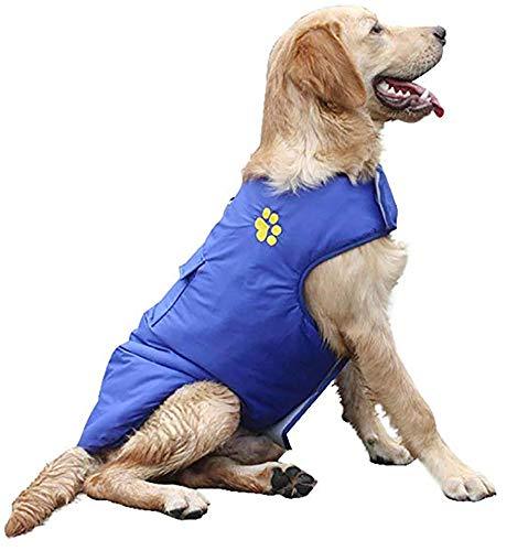 Winter Waterproof Dog Vest Coats Fleece Dog Jackets,Warm Reversible Outwear for Small Medium Large Dogs Cats - Blue - Xlarge - PawsPlanet Australia