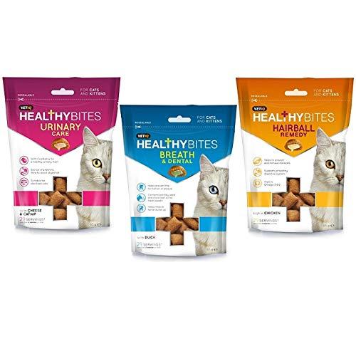 VetIQ Healthy Bites for Cats 3 x 65g (Uinary Care, Breath & Dental, Hairball Remedy) - PawsPlanet Australia