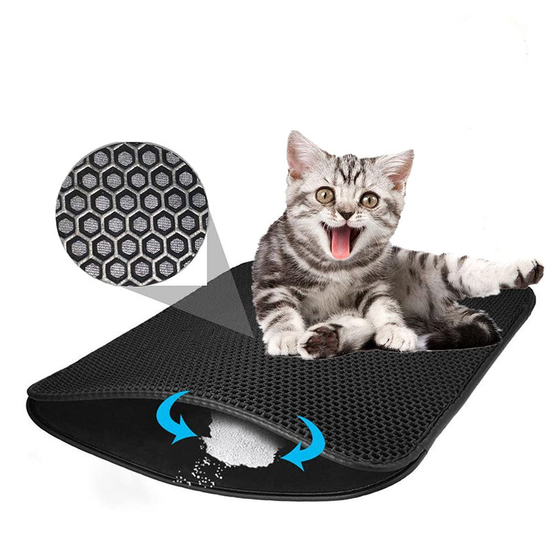 FXxswey Cat Litter Mat Litter Trapping Mat, Honeycomb Double Layer Design Waterproof Urine Proof Trapper Mat for Litter Boxes, Easy Clean Scatter Control (20" X 16" Inch) 20" X 16" Inch - PawsPlanet Australia