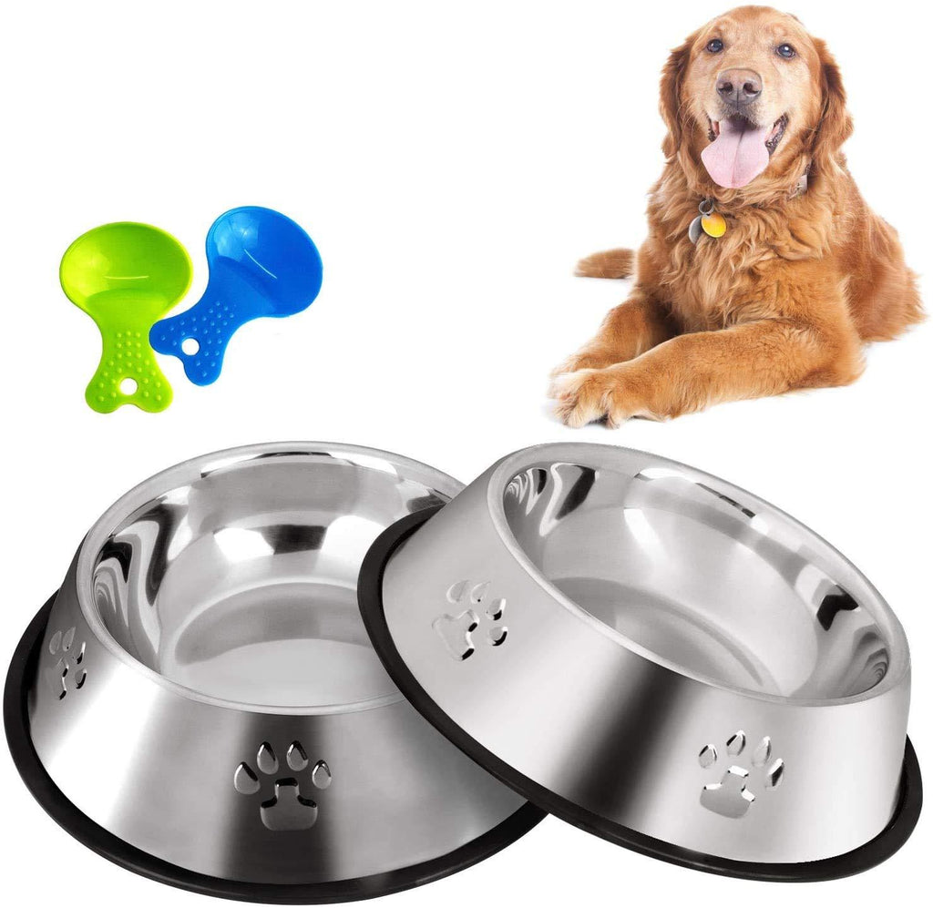 Legendog large Dog Bowl, 2 Stainless Steel Dog Bowl/Dog Feeding Bowls/Paw Dog Bowl for Medium Big Dogs Feed Water and Food (22cm) 22cm - PawsPlanet Australia