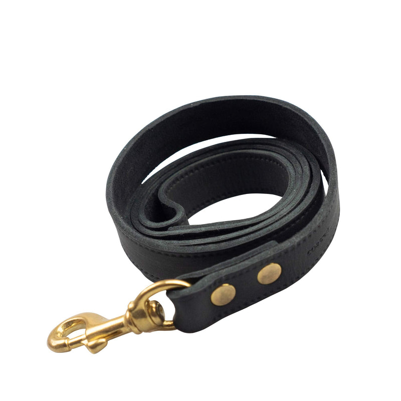 Corspet Full Grain Liquored LEATHER DOG LEAD With Exclusive Solid Brass Hardware - Super Soft Touch Real Leather - Heavy Duty Leather Pet Leash for Large Dogs and X Large Dogs - Handmade in the EU Large - 120 CM Black - PawsPlanet Australia