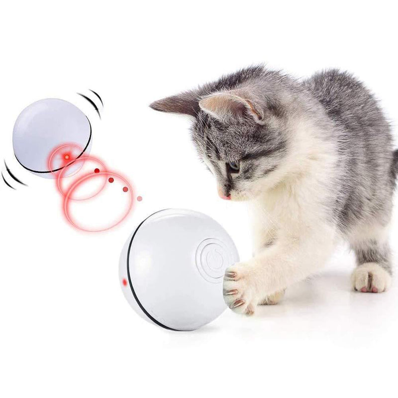 CHOKMAX Cat Toys Balls, Interactive Smart Cat Toy, Automatic Rechargeable LED Light Self Rotating Rolling Ball Pet Exercise Teaser Chaser Toy for Indoor Cats White - PawsPlanet Australia