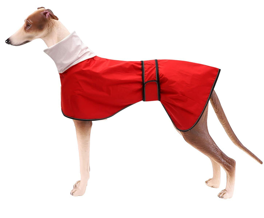 Morezi Dog Raincoat with Reflective Bar, Rain/Water Resistant, Adjustable Vest - Dog Raincoats for Greyhounds, Lurchers and Whippets - Red - XXXL - PawsPlanet Australia