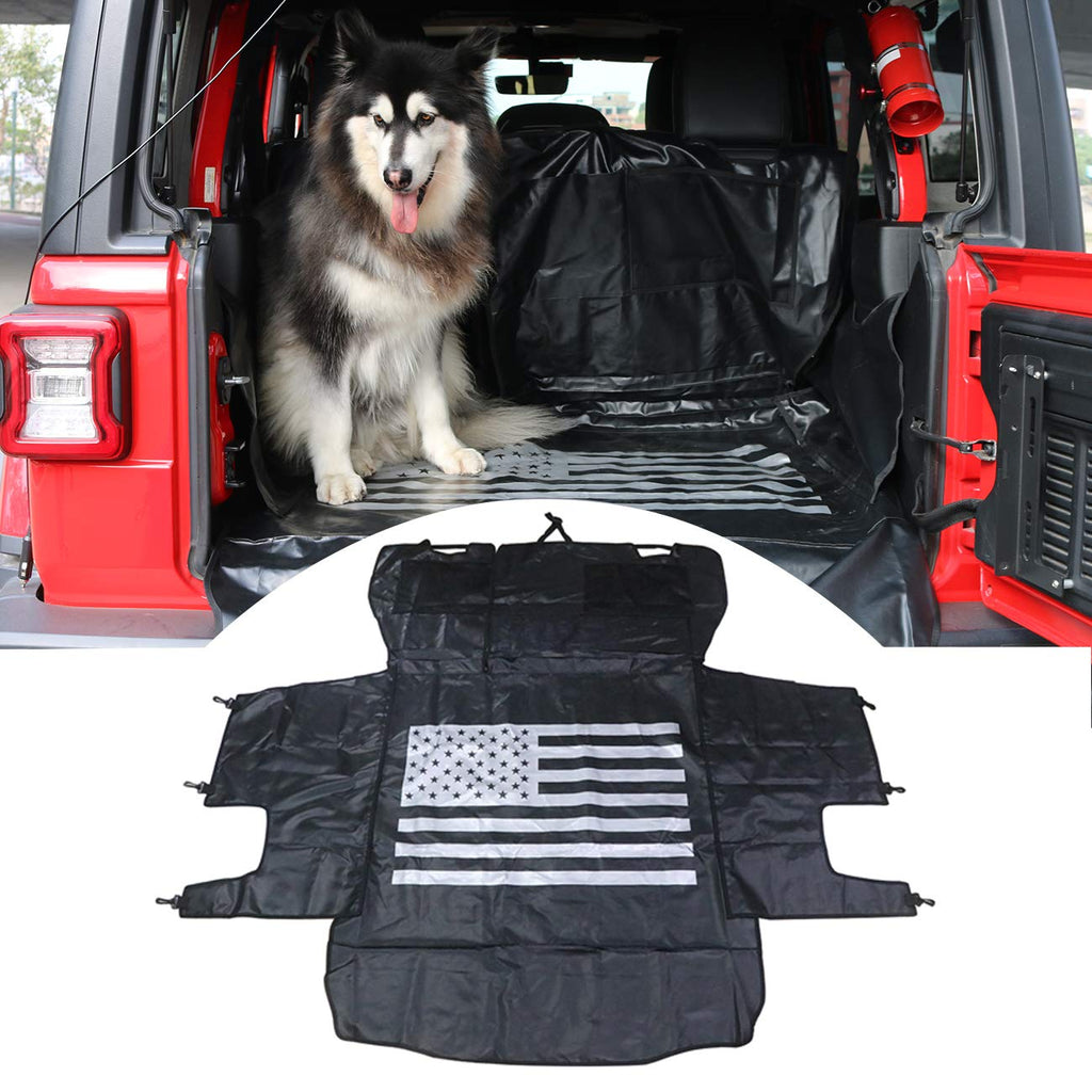 Black-US Flag Dog Seat Cover Waterproof Cargo Cover Trunk Liner Mat Cover for Jeep Wrangler JL 2007-2020 4-Door Pet Trunk Liner Mat Cover (Non-Slip/Waterproof) - PawsPlanet Australia