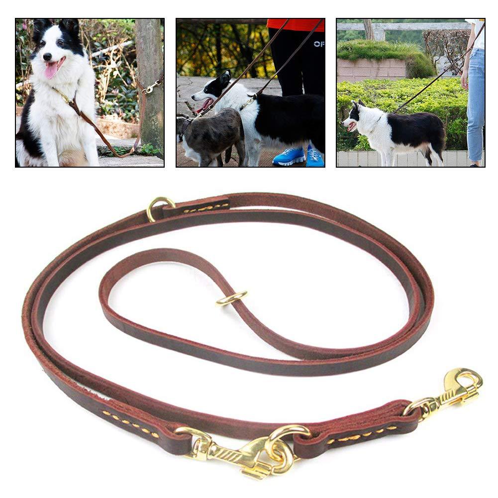 HEEPDD Dog Leash, Double-end Leather Anti-lost Dogs Harness Rope Comfortable Soft Durable Dog Traction Belt with Double Copper Hooks Two Dogs Walking Supplies - PawsPlanet Australia