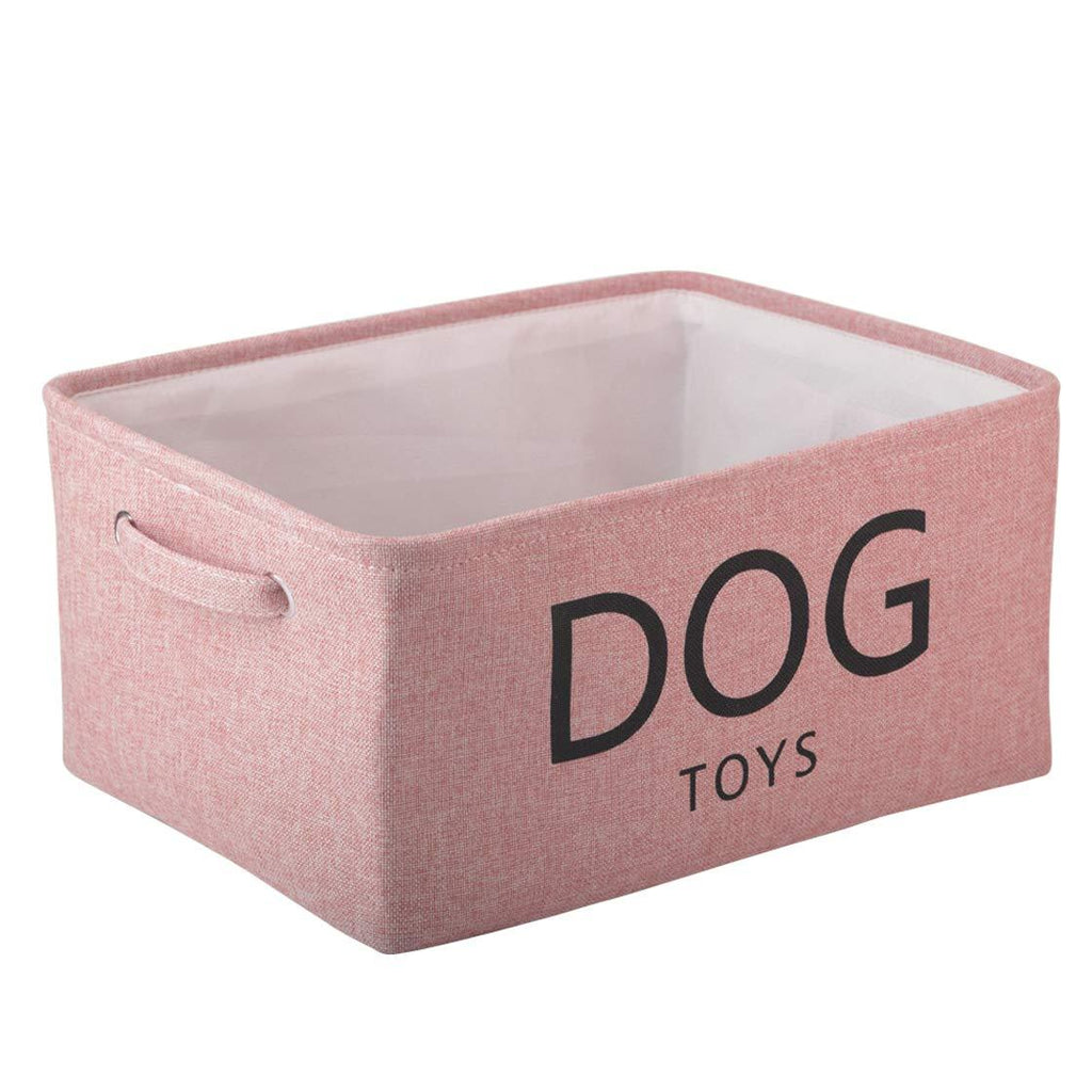 Canvas Dog Toy boxes Basket Basket for Pet Toy Storage- 40cms (16in) x 30cms (12in) x 20cms (8in) - Pink "DOG TOYS" - PawsPlanet Australia