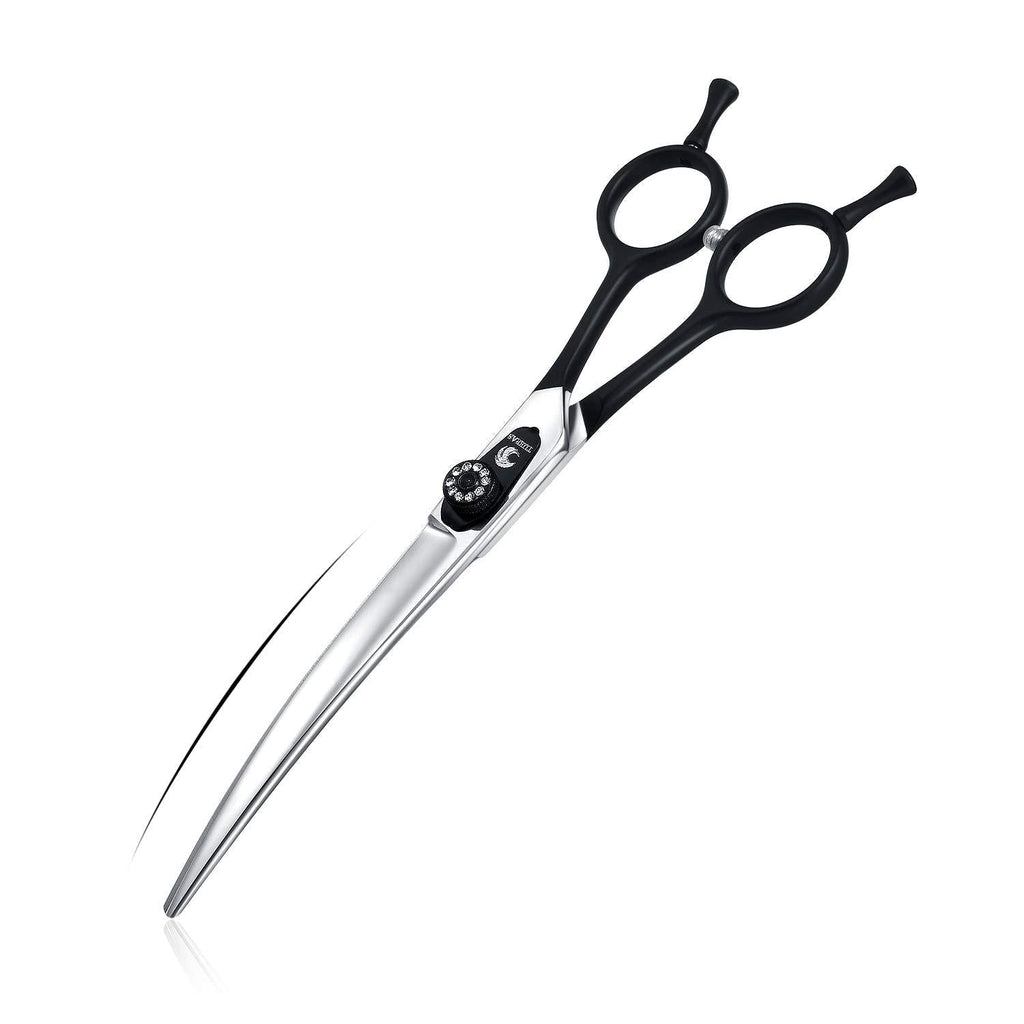 [Australia] - TIJERAS Dog Grooming Curved Scissors for Pets Hair Cutting Shears Professional 440C Stainless Steel Japan Curved Shears Safety Pets Care Scissor Pet Grooming Trimmer Kit Black Silver 7.0"/7.5"/8.0" 7.0 inches 
