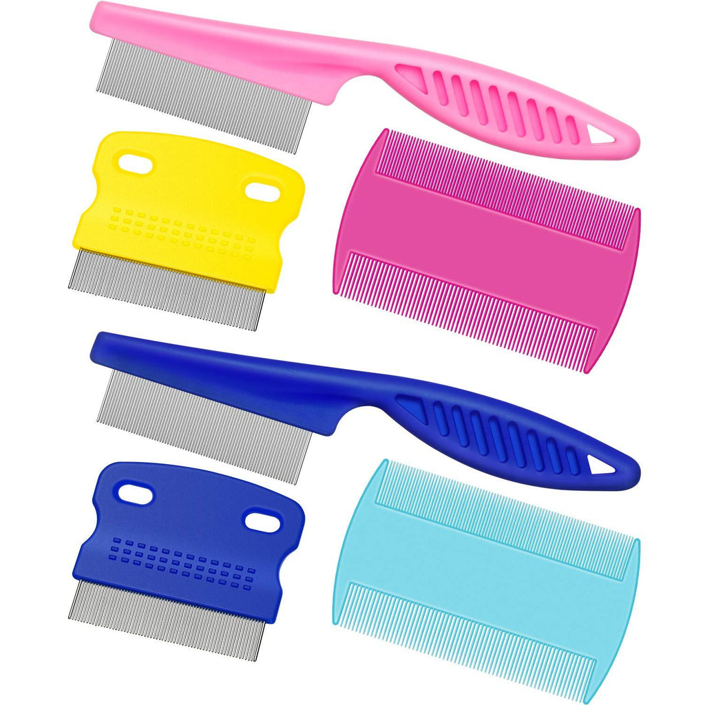 6 Pieces Pet Lice Combs Dog Grooming Flea Comb Cat Tear Stain Comb for Removal Dandruff, Hair Stain, Nit (Pink, Light Blue, Dark Blue, Yellow) - PawsPlanet Australia