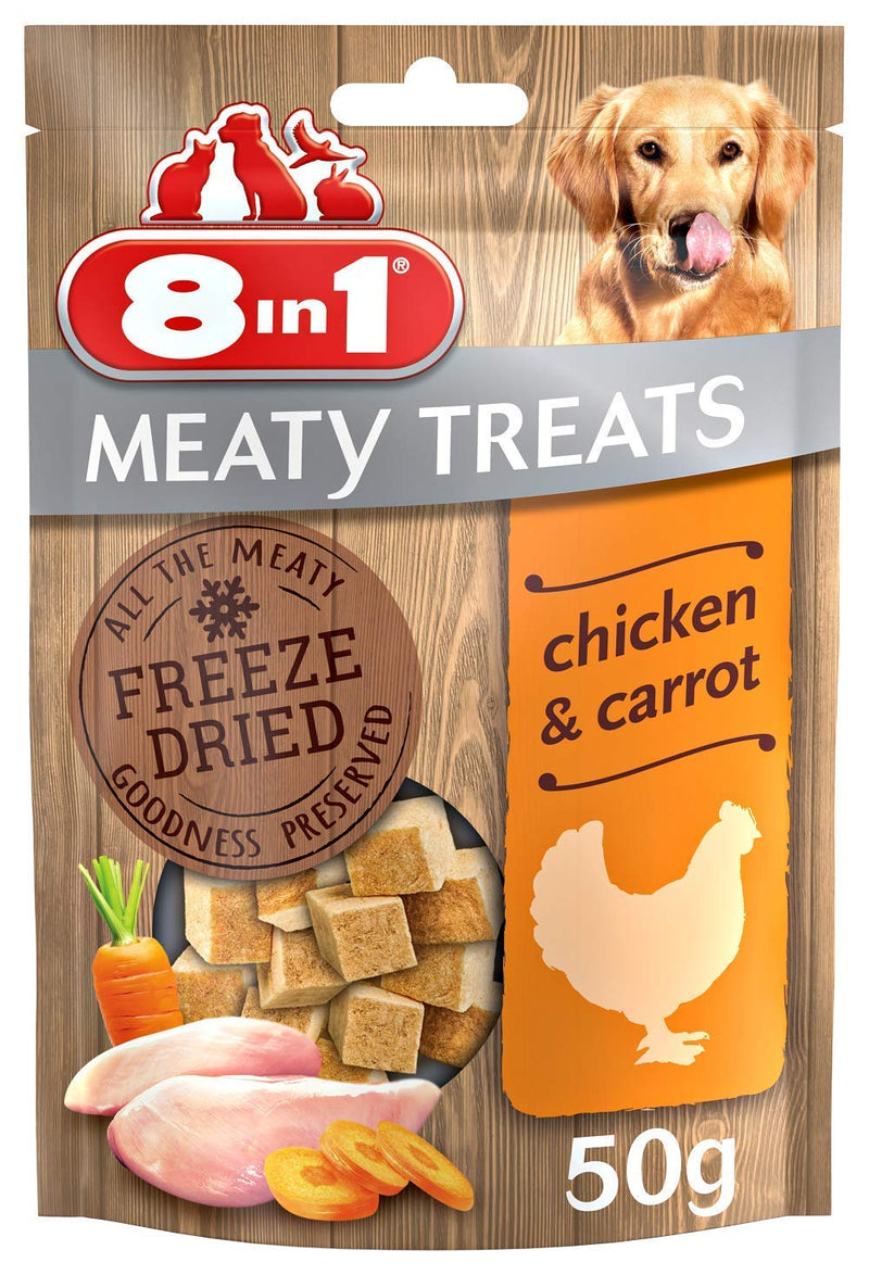 8in1 Meaty Treats for Dogs - Cubes of Freeze Dried Chicken and Carrots, 50 g Chicken and Carrot - PawsPlanet Australia