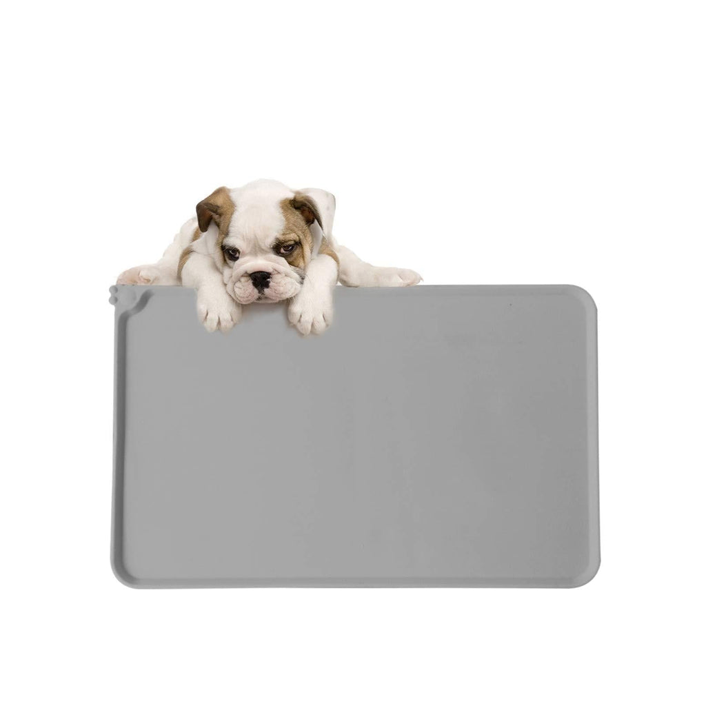 Andiker Pet Silicone Place-Mat, Pet Bowl Pad - Non-Slip Waterproof Pet Dog Cat Place-Mat -Collapsible Food Mat for Dog & Cat Bowl Feeding（grey grey - PawsPlanet Australia