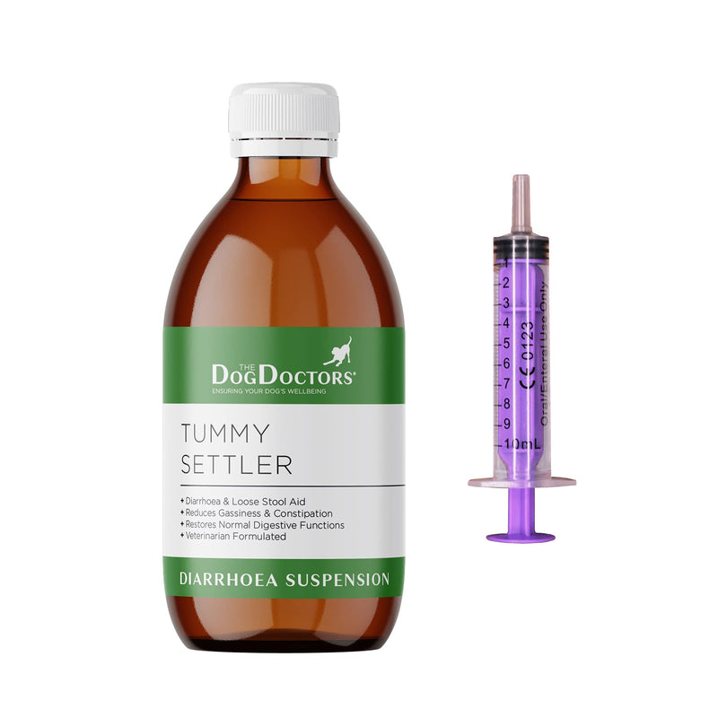 The Dog Doctors Tummy Settler For Fast Acting Relief From Loose Stools. 50 Serving For Digestive Issues & Diarrhoea - Suitable For All Breeds & Sizes - Syringe Included to Easily Administer! (250ml) - PawsPlanet Australia