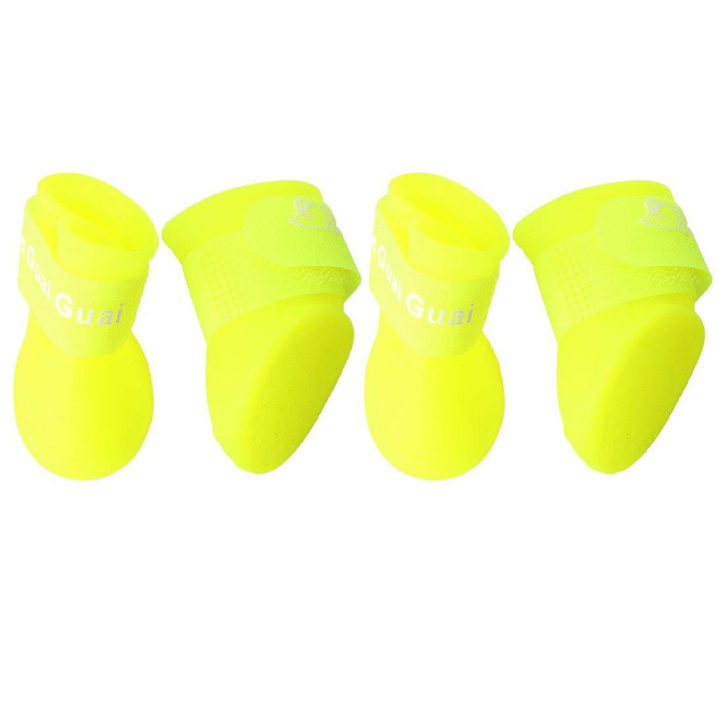 sourcing map Dog Rain Shoes Pet Boots Water Wear Resistant Anti-slip for Dog Outdoor Running Shoes Paw Protectors Yellow 4 Pcs, S 1.7"x1.3"(L*W) - PawsPlanet Australia