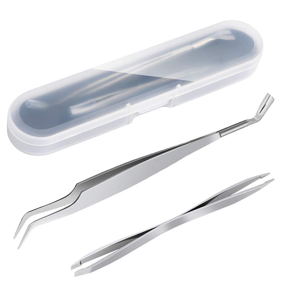 DIAOCARE Tick Remover Tool Set, 2PCS Stainless Steel Tick Hooks with Storage Box Easy Remove Ticks -Safe Tick Remover Kit Tick Tweezers for Humans, Dogs, Cats Tick Remover Set-1 - PawsPlanet Australia