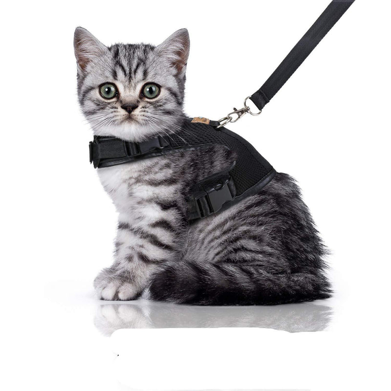 Bella & Balu Cat Harness incl. Lead – Escape-proof and robust chest harness with soft inner lining and breathable mesh (Small, Black) S - PawsPlanet Australia