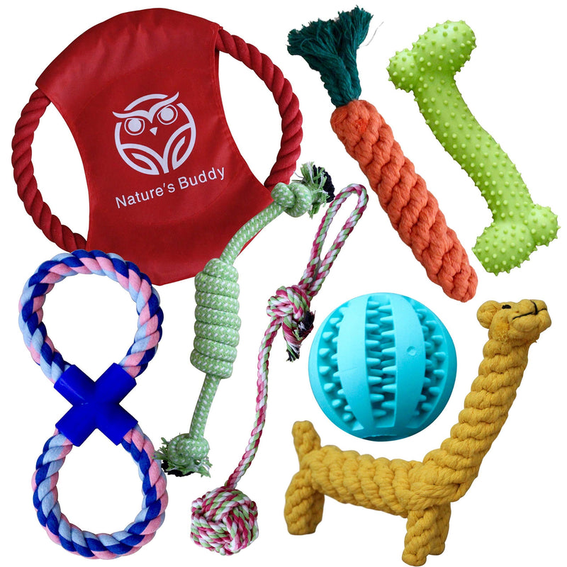 Buddy Wild Dog Toys with Treat Ball Included - 100% Natural, Tough and Durable Rope Chew Bundle - Teething Training, Interactive and Relieve Boredom for Puppy and Small Dogs - PawsPlanet Australia