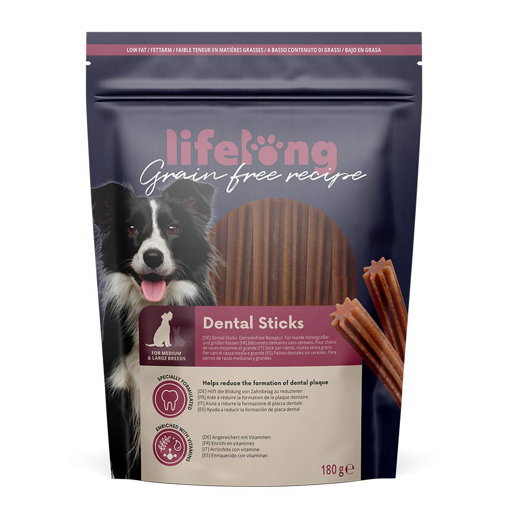 Amazon Brand - Lifelong Grain Free Recipe Dental Sticks for Medium and Large Breed Dogs -180g*6 - PawsPlanet Australia