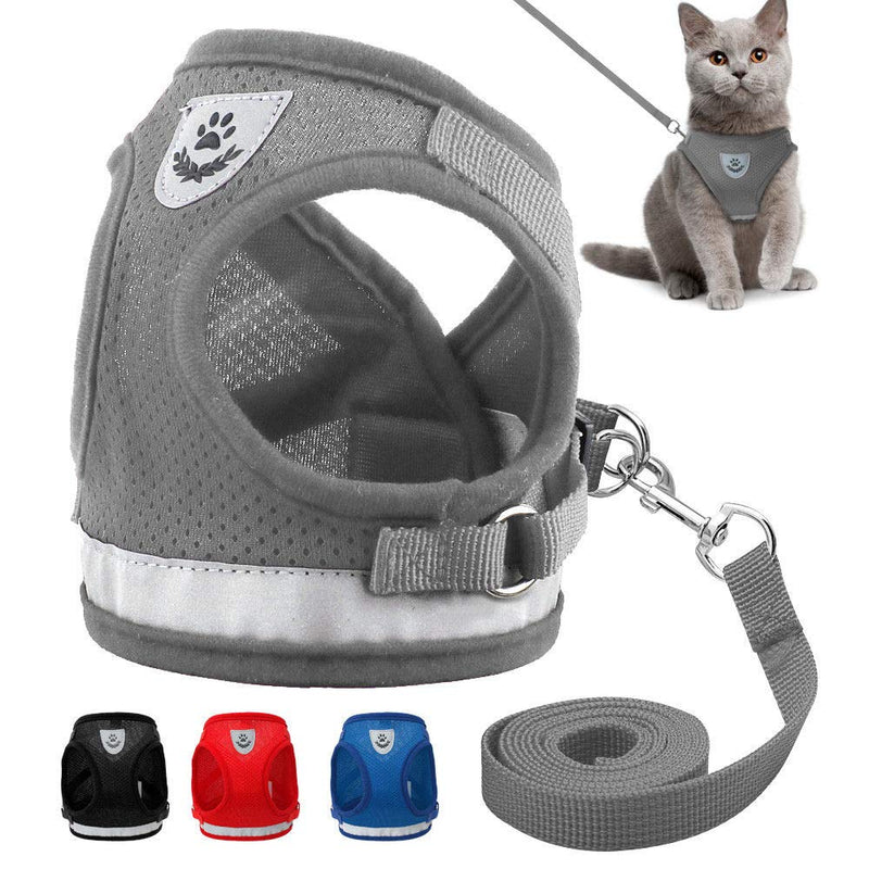 CINSKY Dog Harnesses and Leash for Small Dogs,Nylon Mesh Reflective Cat Harness Leash Set Kitten Puppy Dogs Vest Leads Pet Clothes (M, Black) M - PawsPlanet Australia
