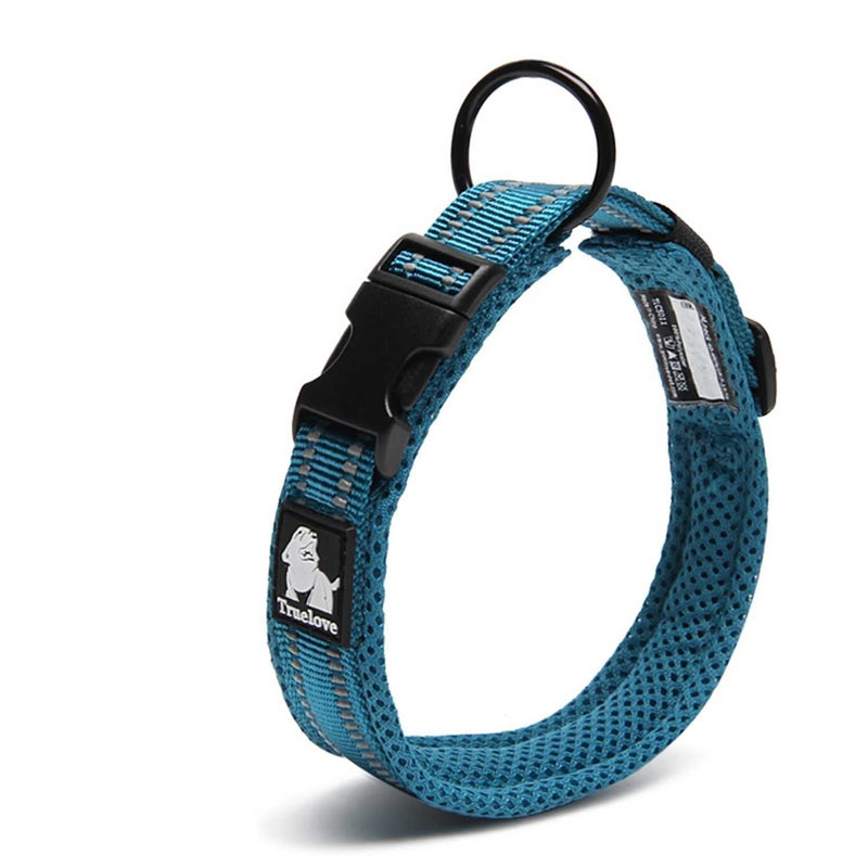 RC GearPro Luxury Padded Soft Breathable Mesh Night Safety Dog Collar With Night Reflective Stripes, Comfy Adjustable Collar For Small/Medium/Large Dogs, Blue (XXL (55-60cm)) XXL (55-60cm) - PawsPlanet Australia