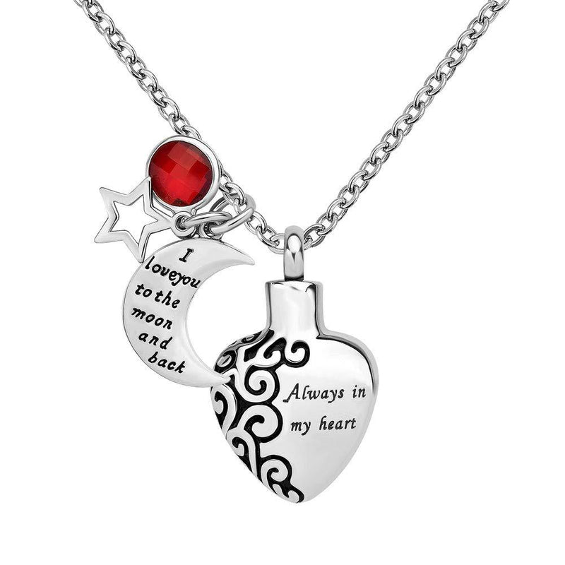 Cherris Jewellery Love Always in My Heart Ashes Holder Urn Necklace for Pet Human Cremation Jewelry Keepsake Memorial (Jan-red) - PawsPlanet Australia