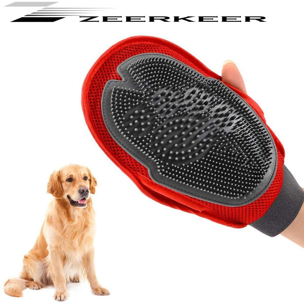 Zeerkeer Pet Grooming Glove, 2 in 1 Pet Massage Glove Pet Deshedding Brush Glove Pet Hair Remover Mitt Pet Brush Glove Massage Tool with Dual Side for Dogs and Cats - PawsPlanet Australia