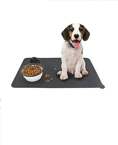 fushida Pet Feeding Mat,Food Grade Silicone Waterproof Non-Slip Pet Food Mat, Pet Feeding Tray for Dog and Cat (48.5X30cm,black) - PawsPlanet Australia