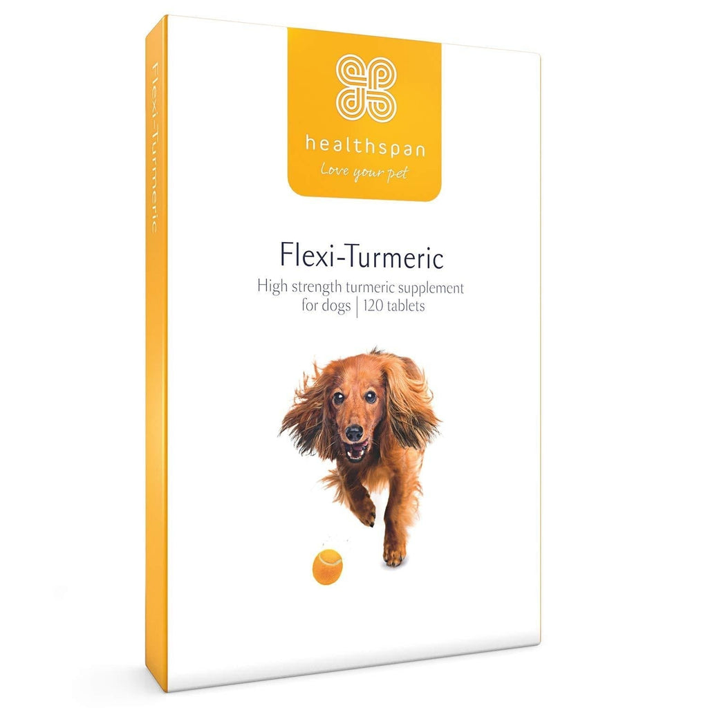 healthspan Flexi-Turmeric For Dogs 120 Tablets | Vitamin C & Brewers’ Yeast | 400mg High-Grade Turmeric | Pet Health - PawsPlanet Australia
