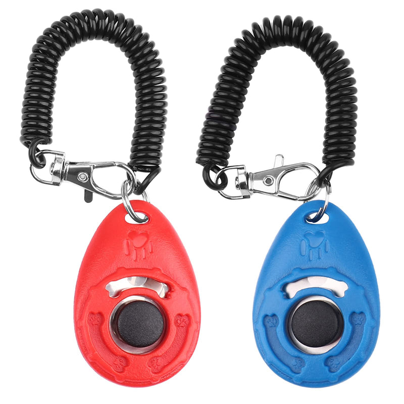 OYEFLY Dog Clicker [2 Pieces, Multi-Color] Training Clicker with Carry Strap for Dog, Cat, Horse (Red and blue) - PawsPlanet Australia