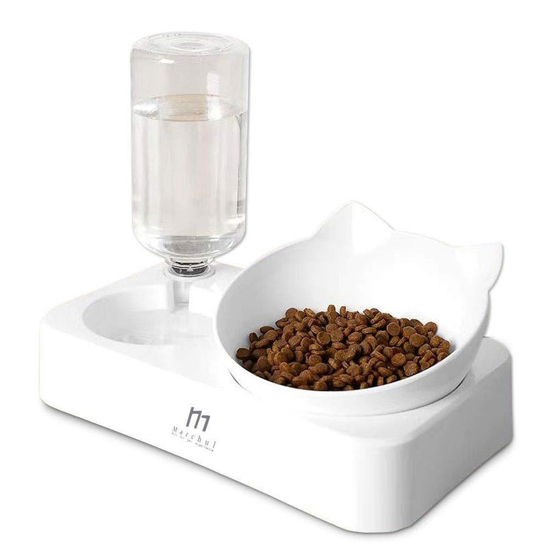 Marchul Gravity Water and Food Bowls Cat, Water Food Bowl Double 0-15°Adjustable Tilted Water and Food Bowl Set,Raised Cat Bowls,New Version, Bottle Cap Never Rust,Pet Safety Comes First S - PawsPlanet Australia