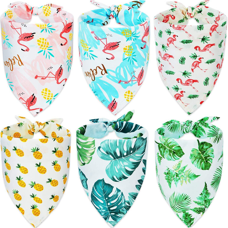 6 Pieces Summer Triangle Dog Bandana Hawaii Dog Bandana Flamingo Triangle Pet Bibs Reversible Dog Scarf Adjustable Washable Pet Kerchief (M) M - PawsPlanet Australia