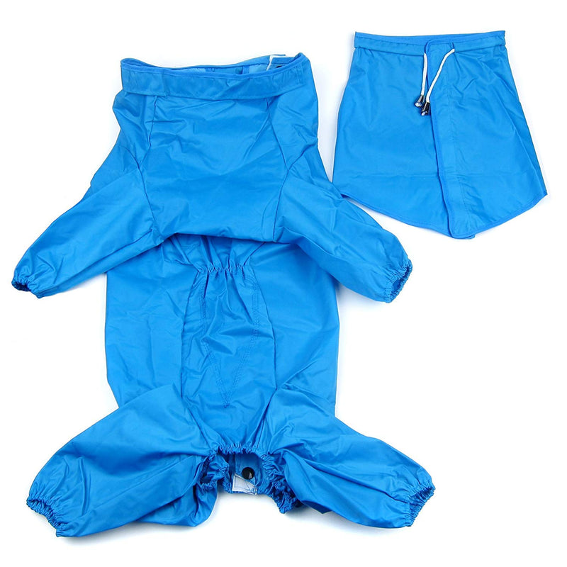 Morezi Waterproof Dog Raincoat with Removable Hoodie, Windproof Rain Snow Jacket, Outdoor Adjustable Drawstring, Waterproof Rain Jacket with Hood & Collar Hole - Blue - 012# 12# (Length: 32CM) - PawsPlanet Australia