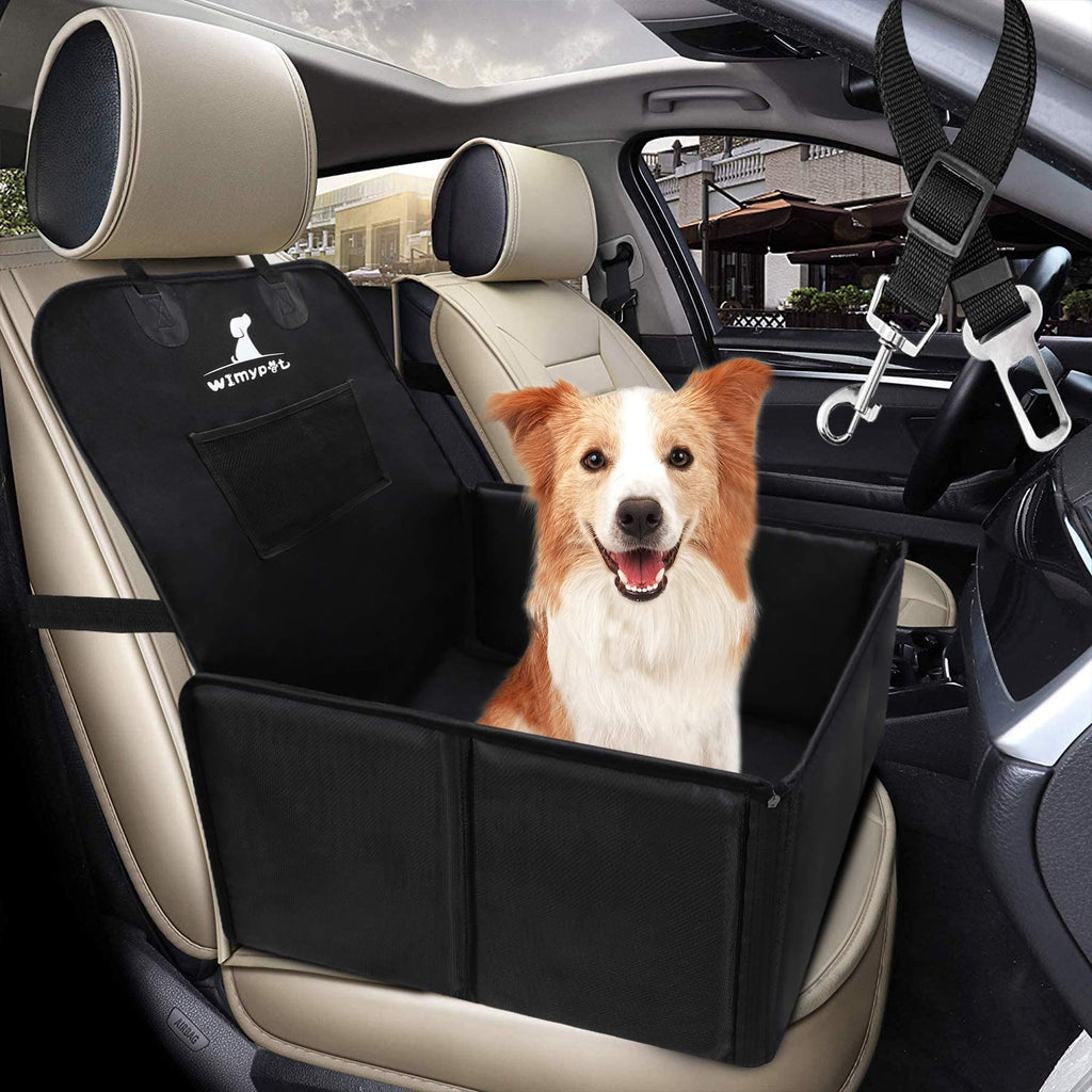 Wimypet Dog Car Seat with Seat Belt, 3 in1 Dog Booster Seat Cover Protector Waterproof Front Coverage/Small Basket Hammock, Pet Car Seat Carrier Basket with Mesh Pocket Sturdy Wall B-Normal-M - PawsPlanet Australia